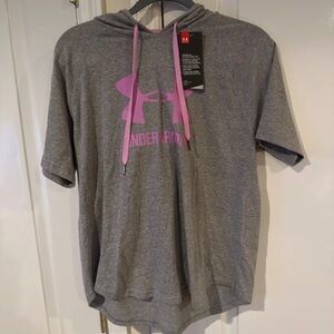 Under Armour Heather Gray Hoodie with Pink Accents